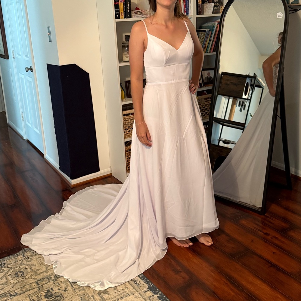Classic White Spaghetti-Strap Wedding Dress